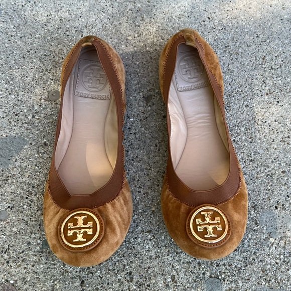 Tory Burch Tan Leather Suede Flats Size 7 - Picture 5 of 11
